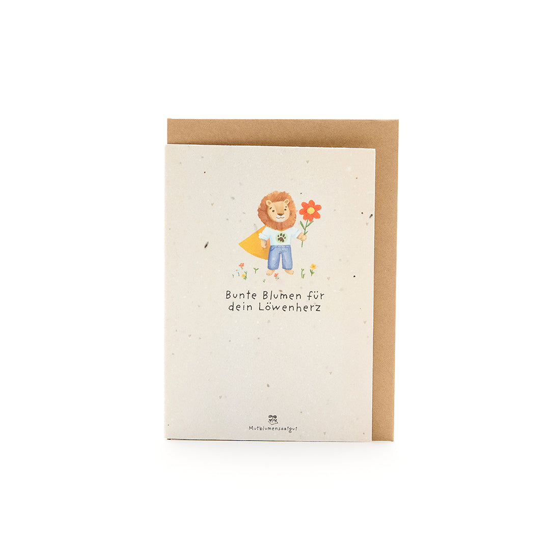 Greeting card for starting school and first day - Lion