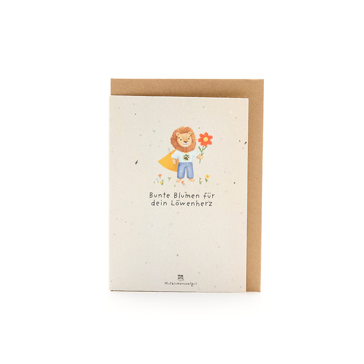 Greeting card for starting school and first day - Lion