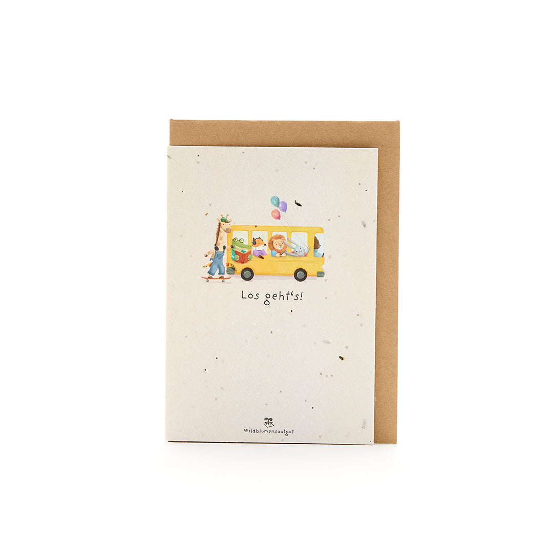 Congratulations card for starting school - Bus