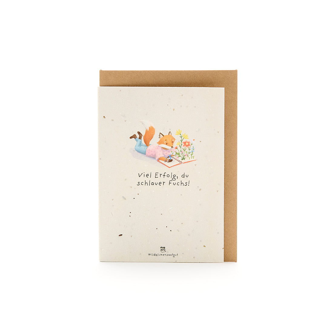 Greeting card for starting school - Clever fox