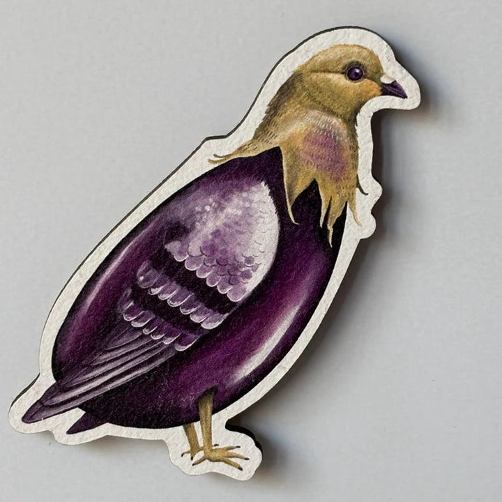 Wooden Magnet Vegetable Birds - Eggplant