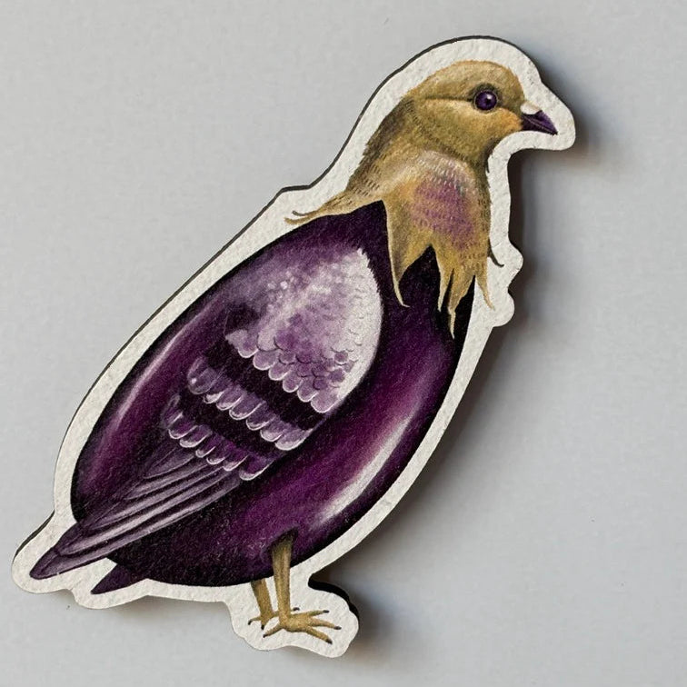 Wooden Magnet Vegetable Birds - Eggplant