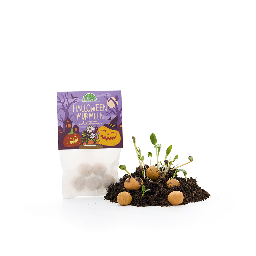 5 flower marbles in a bag "Halloween Marbles"