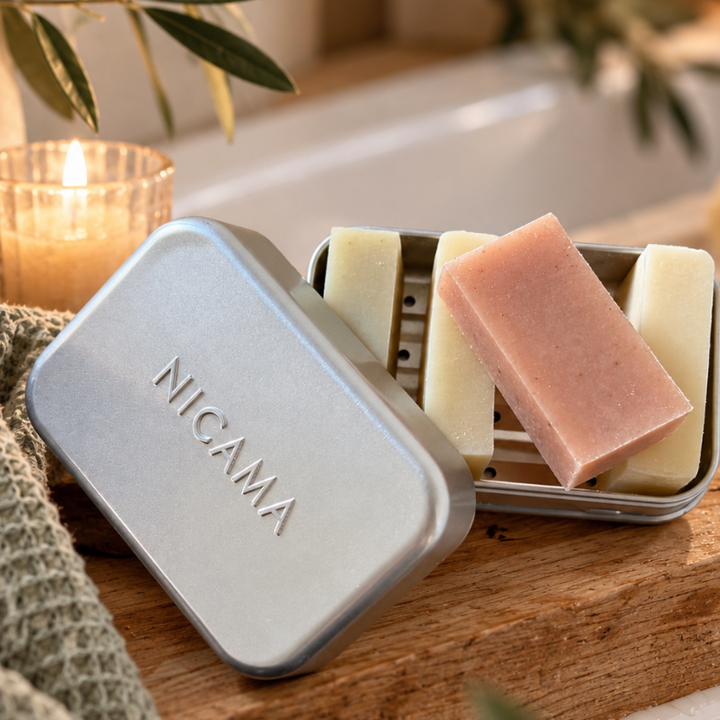 Set of 4 Shower Soaps in Cotton Bag