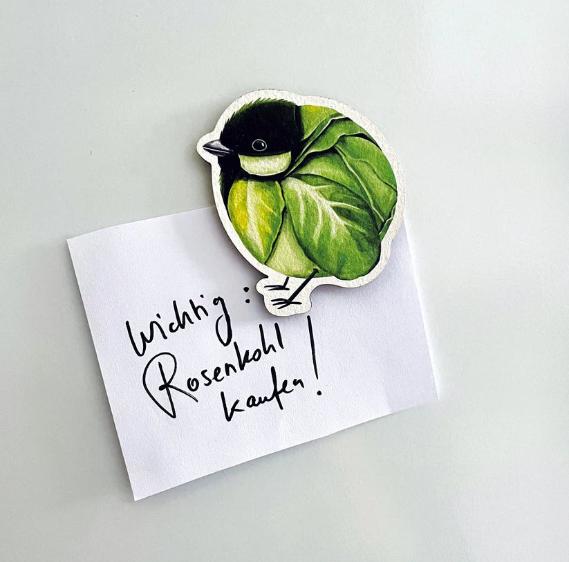 Wood Magnet Vegetable Birds – Brussels Sprout Tit