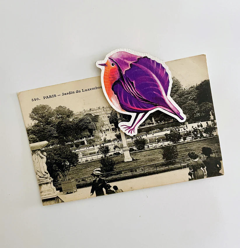Wood Magnet Vegetable Birds – Red Cabbage Robin
