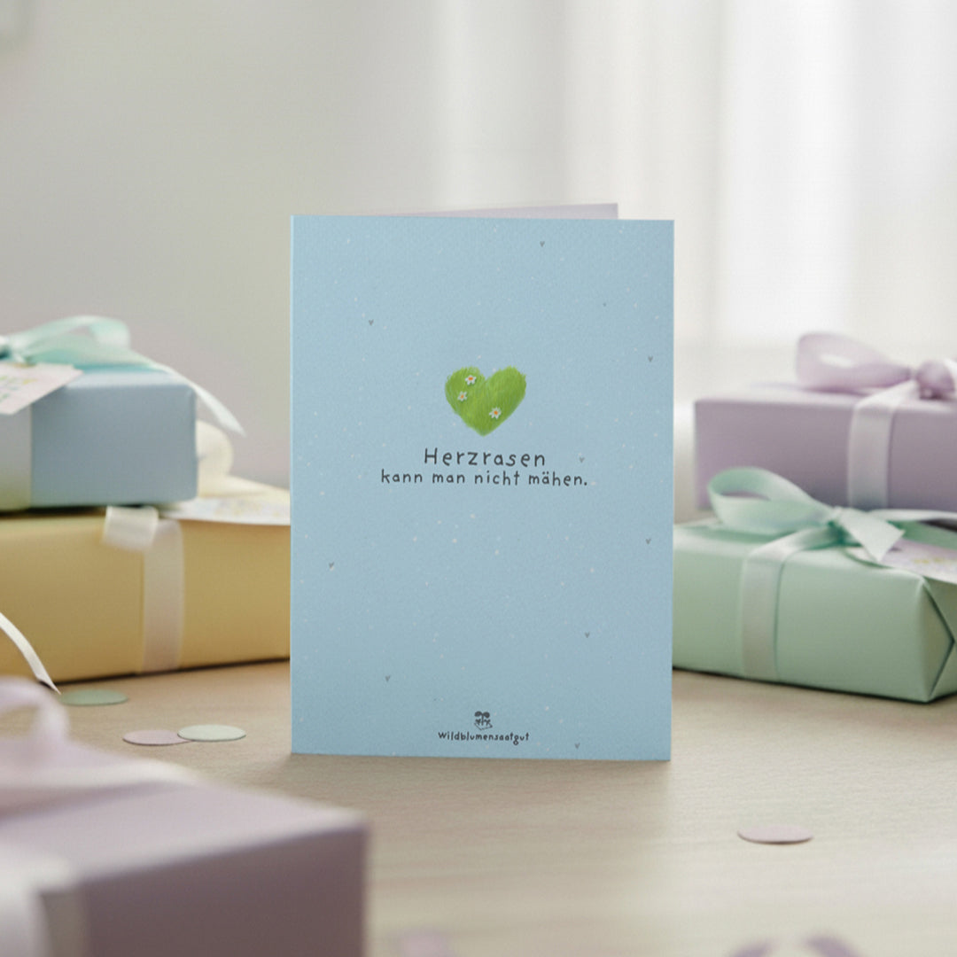 Greeting card - You can't mow a racing heart